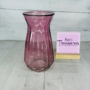Vintage DPS ARIEL XL Rose Pink Color Glass Translucent 10.25" Tall Hexagon Vase